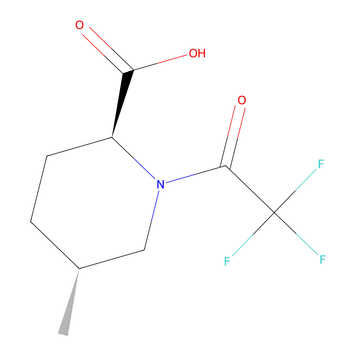 rac-(2R,5S)-5-methyl-1-(2,2,2-trifluoroacetyl)piperidine-2-carboxylic acid molecular structure, CAS 2679932-11-5