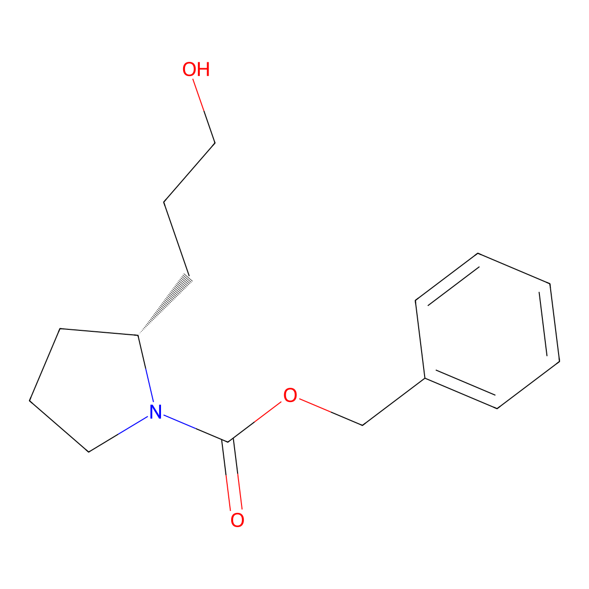 benzyl (2R)-2-(3-hydroxypropyl)pyrrolidine-1-carboxylate molecular structure, CAS 2679932-18-2