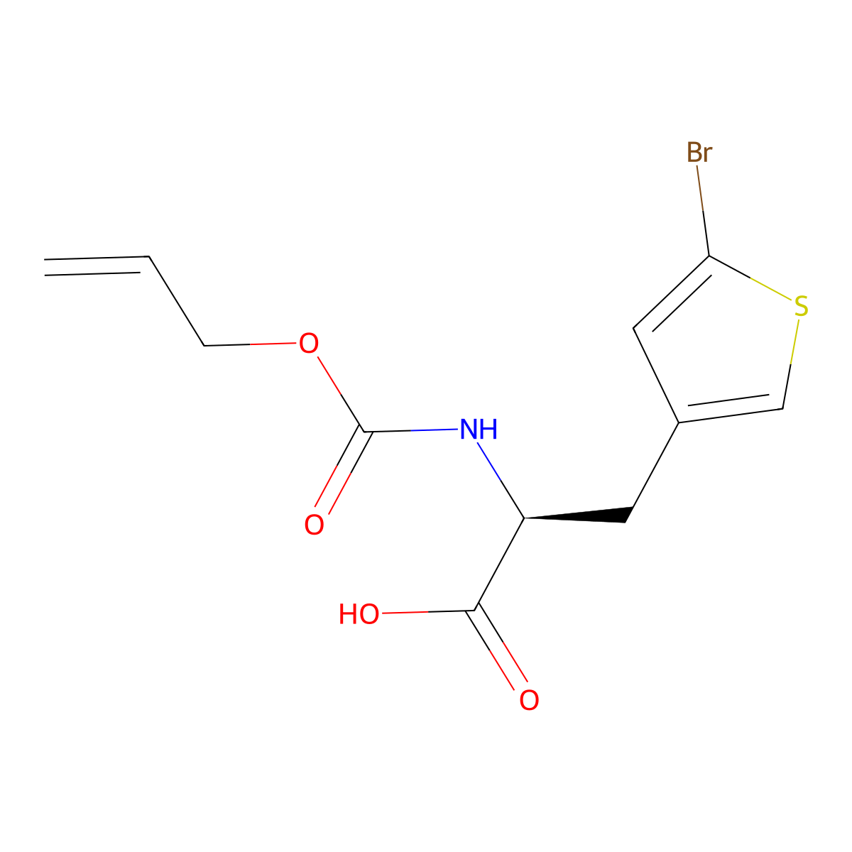 (2S)-3-(5-bromothiophen-3-yl)-2-{[(prop-2-en-1-yloxy)carbonyl]amino}propanoic acid molecular structure, CAS 2679932-20-6