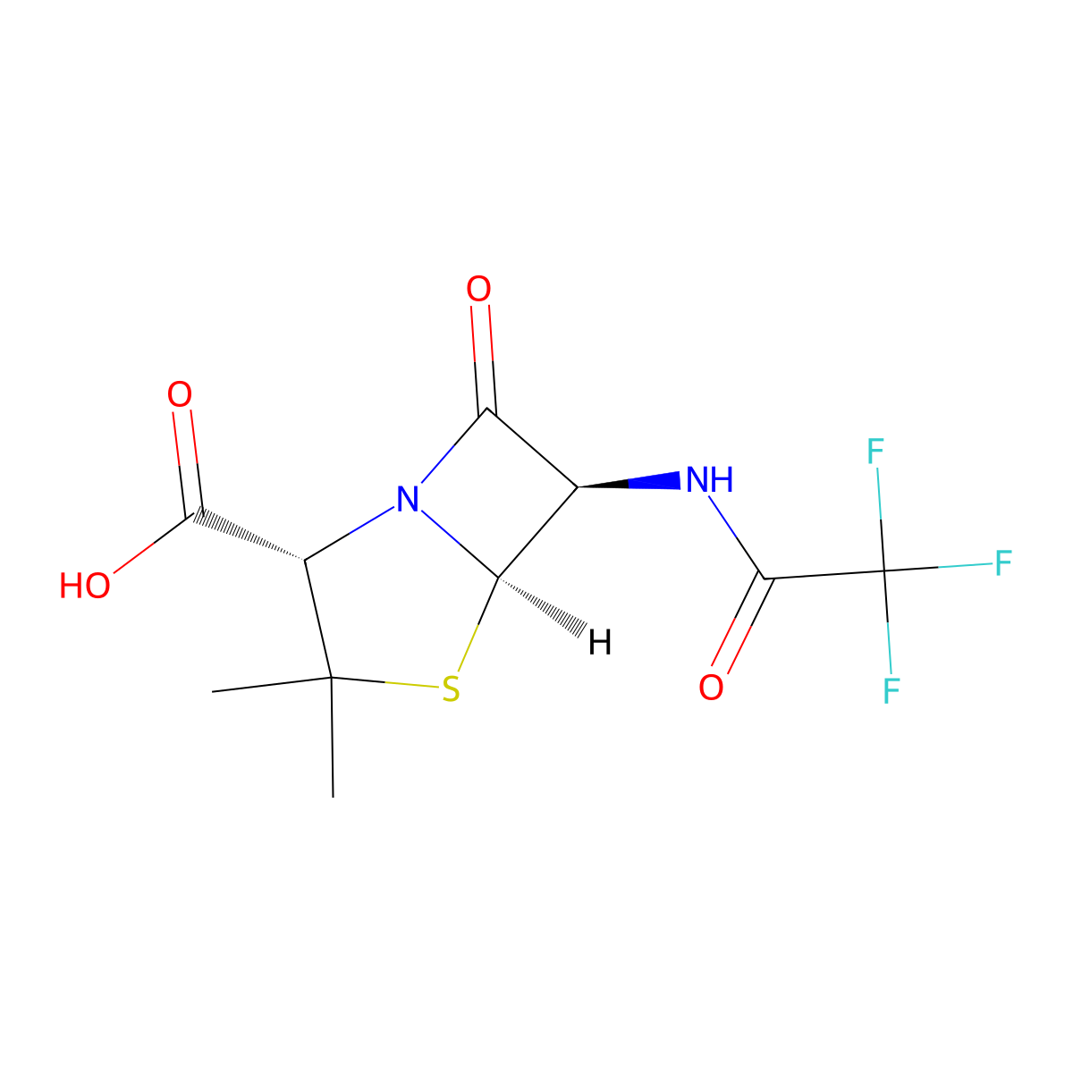(2S,5R,6R)-3,3-dimethyl-7-oxo-6-(2,2,2-trifluoroacetamido)-4-thia-1-azabicyclo[3.2.0]heptane-2-carboxylic acid molecular structure, CAS 2679932-22-8