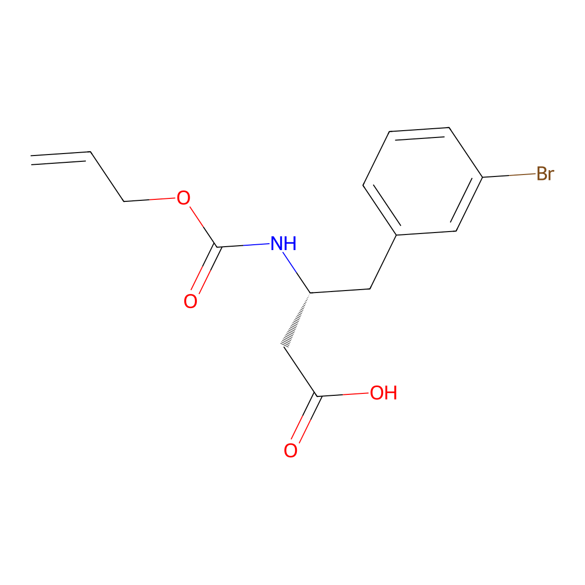 (3R)-4-(3-bromophenyl)-3-{[(prop-2-en-1-yloxy)carbonyl]amino}butanoic acid molecular structure, CAS 2679932-39-7