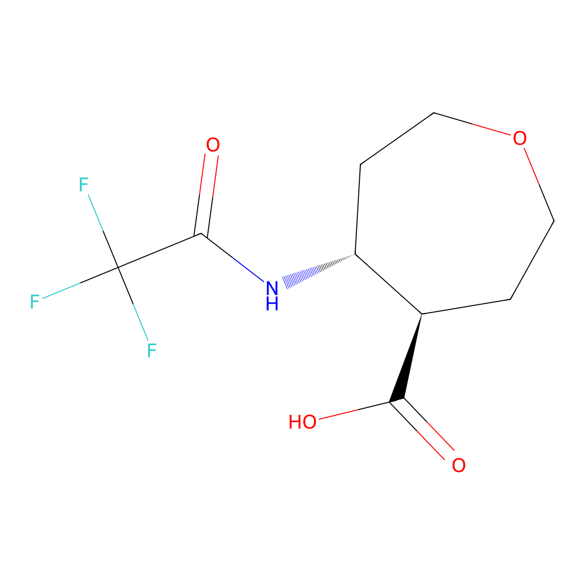 rac-(4R,5R)-5-(trifluoroacetamido)oxepane-4-carboxylic acid molecular structure, CAS 2679932-42-2