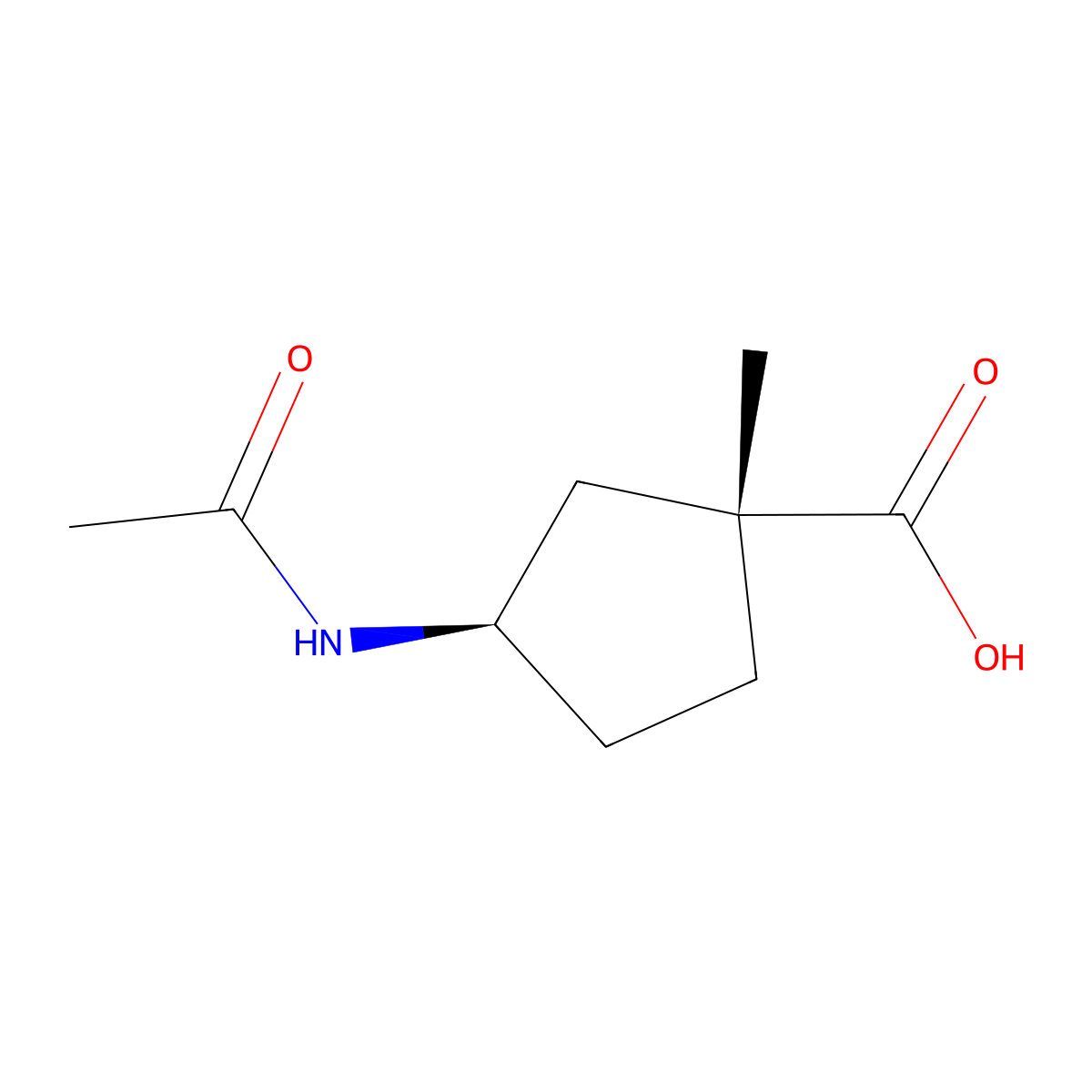 rac-(1R,3R)-3-acetamido-1-methylcyclopentane-1-carboxylic acid molecular structure, CAS 2679932-46-6