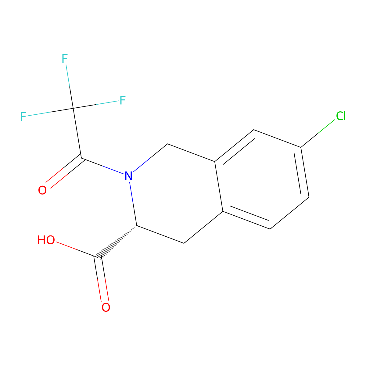 (3R)-7-chloro-2-(2,2,2-trifluoroacetyl)-1,2,3,4-tetrahydroisoquinoline-3-carboxylic acid molecular structure, CAS 2679932-57-9