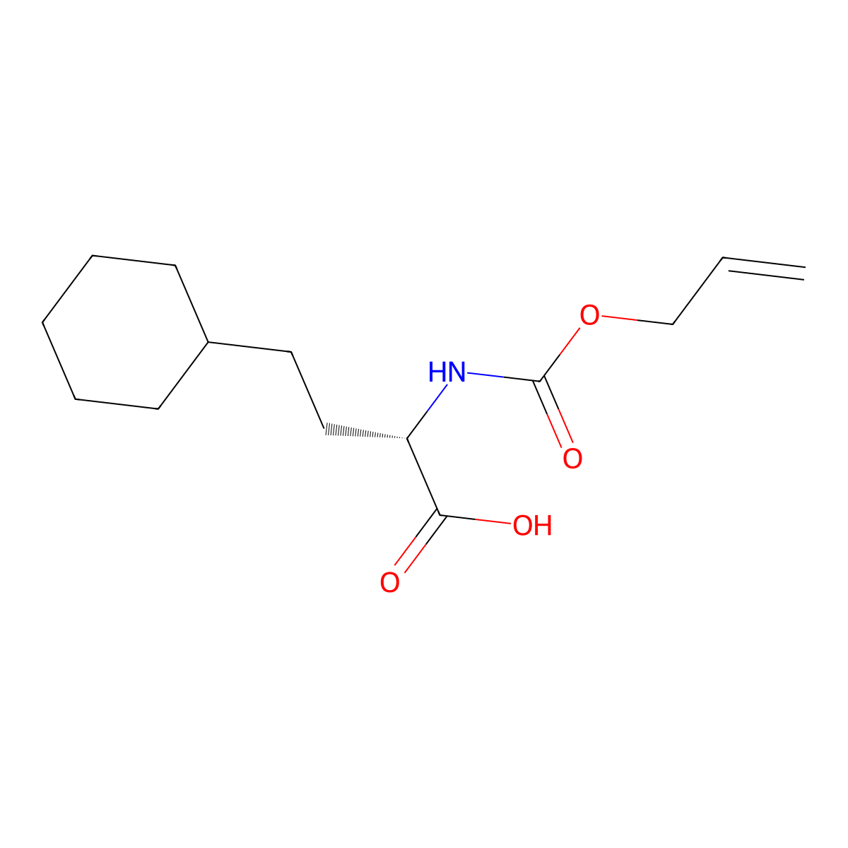 (2S)-4-cyclohexyl-2-{[(prop-2-en-1-yloxy)carbonyl]amino}butanoic acid molecular structure, CAS 2679932-63-7