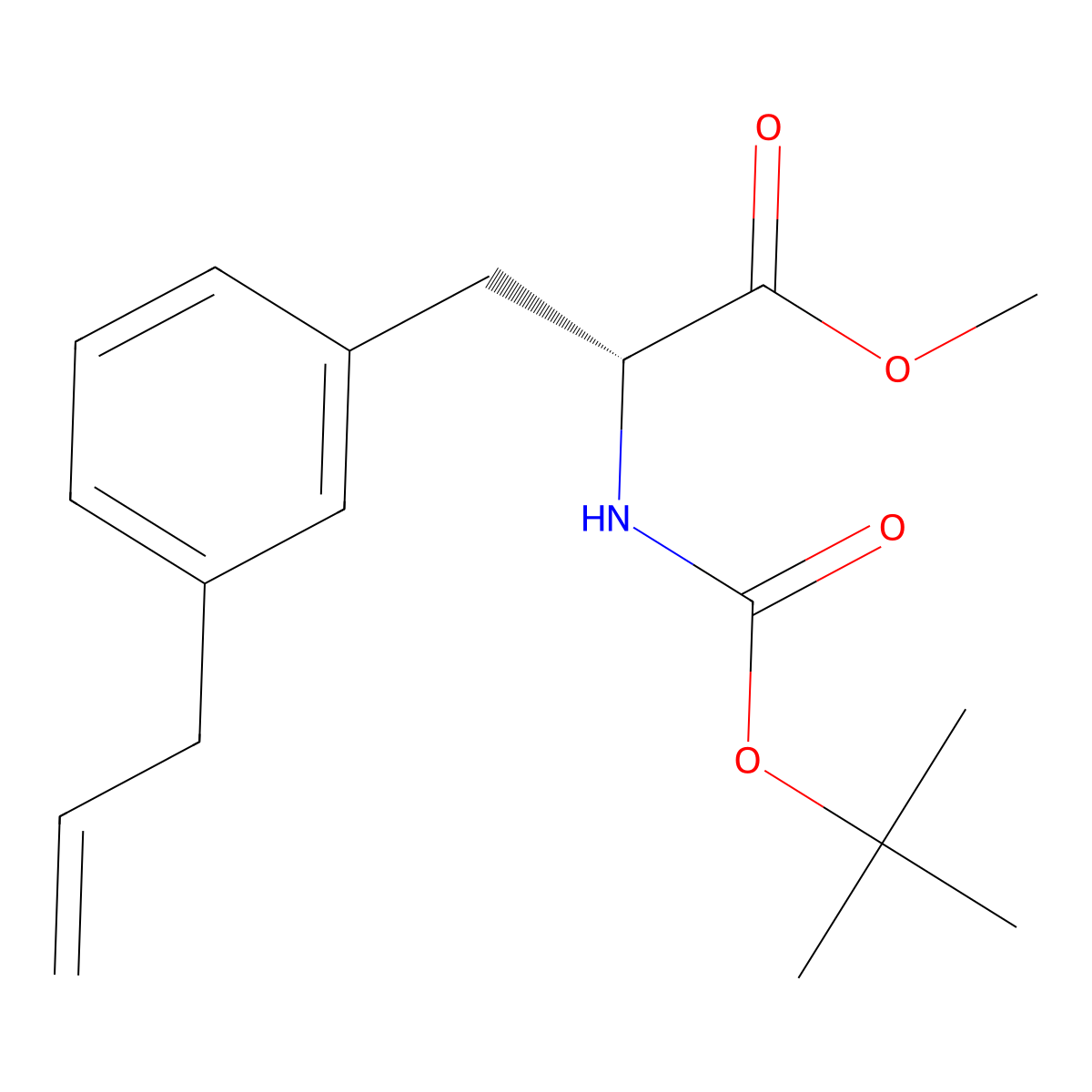 methyl (2R)-2-{[(tert-butoxy)carbonyl]amino}-3-[3-(prop-2-en-1-yl)phenyl]propanoate molecular structure, CAS 2679932-72-8