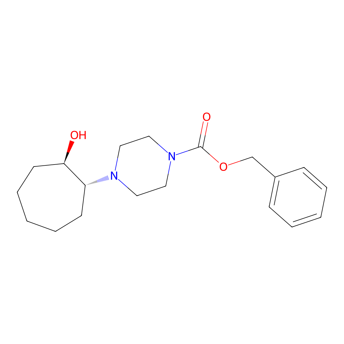rac-benzyl 4-[(1R,2R)-2-hydroxycycloheptyl]piperazine-1-carboxylate molecular structure, CAS 2679932-74-0
