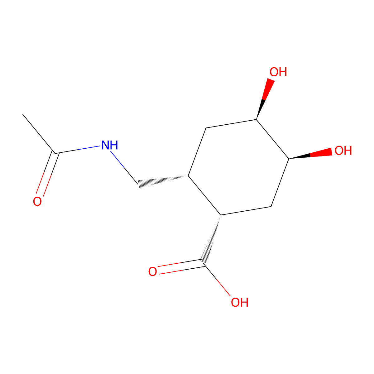 rac-(1R,2S,4S,5R)-2-(acetamidomethyl)-4,5-dihydroxycyclohexane-1-carboxylic acid molecular structure, CAS 2679932-77-3