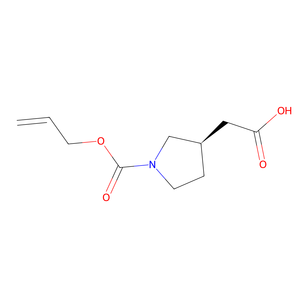 2-[(3R)-1-[(prop-2-en-1-yloxy)carbonyl]pyrrolidin-3-yl]acetic acid molecular structure, CAS 2679932-84-2