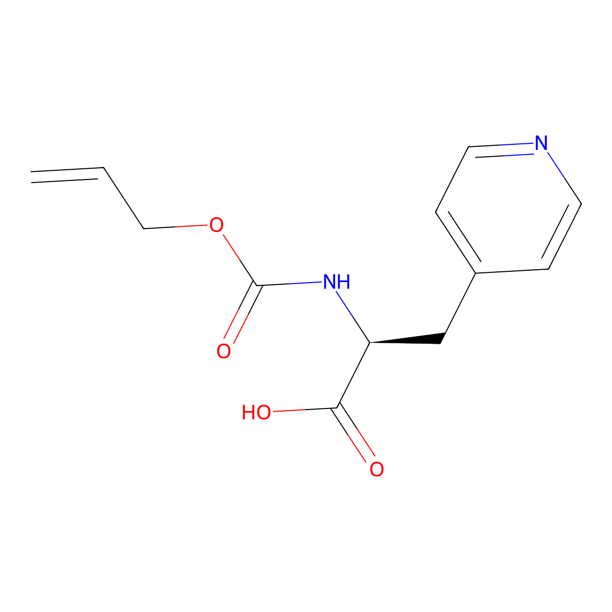 (2S)-2-{[(prop-2-en-1-yloxy)carbonyl]amino}-3-(pyridin-4-yl)propanoic acid molecular structure, CAS 2679932-89-7