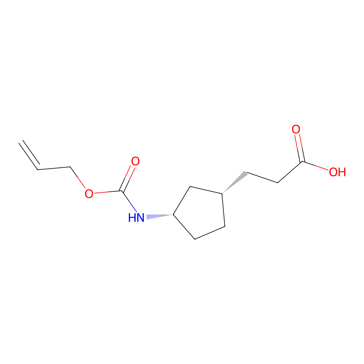 rac-3-[(1R,3R)-3-{[(prop-2-en-1-yloxy)carbonyl]amino}cyclopentyl]propanoic acid molecular structure, CAS 2679932-92-2
