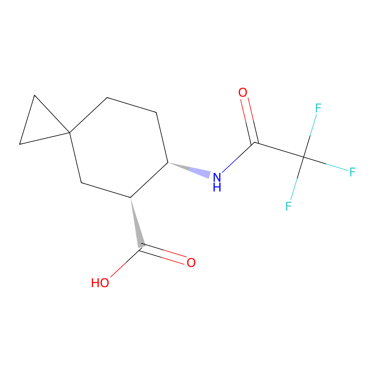rac-(5R,6S)-6-(2,2,2-trifluoroacetamido)spiro[2.5]octane-5-carboxylic acid molecular structure, CAS 2679932-93-3