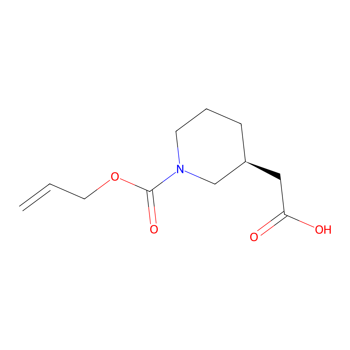 2-[(3S)-1-[(prop-2-en-1-yloxy)carbonyl]piperidin-3-yl]acetic acid molecular structure, CAS 2679933-07-2
