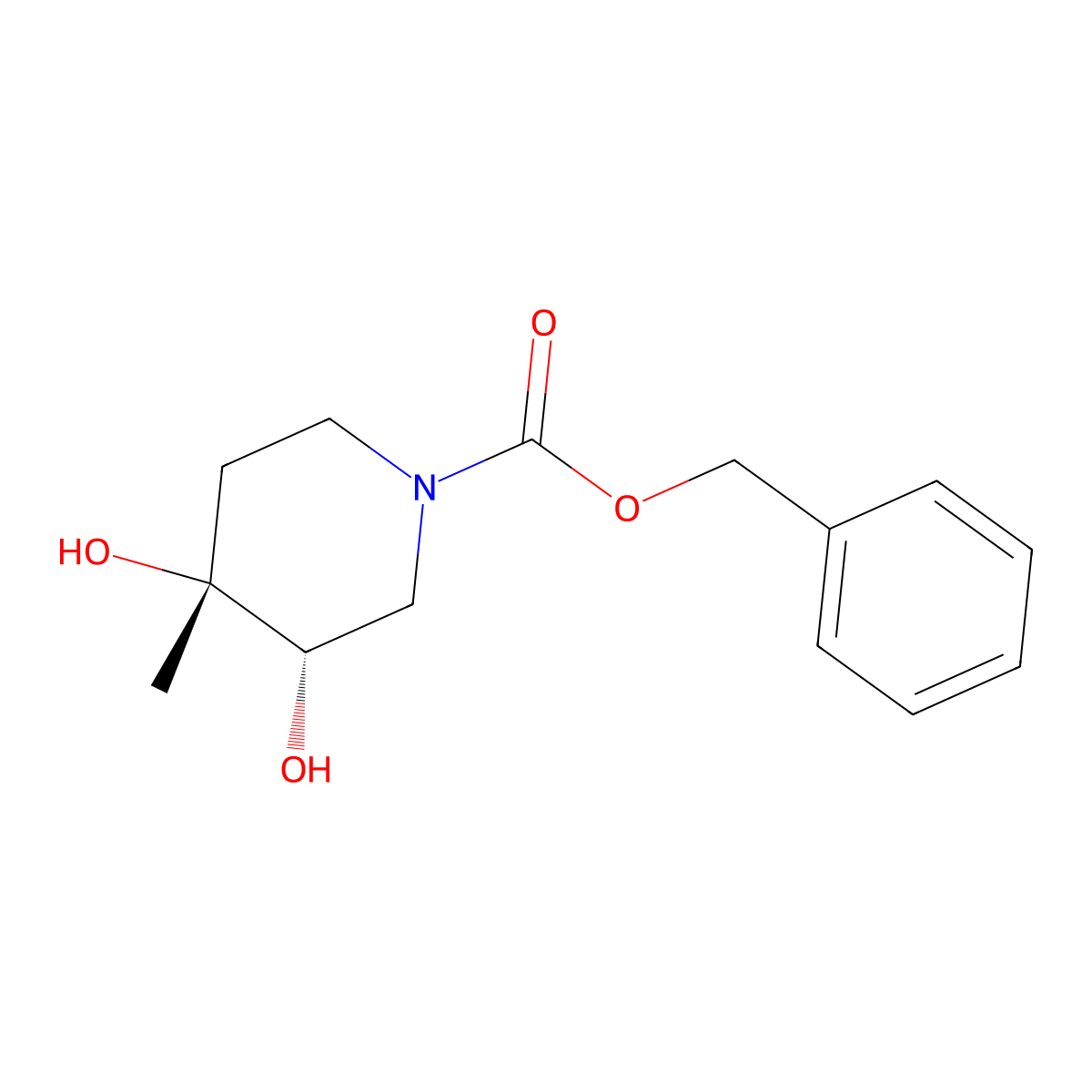rac-benzyl (3R,4S)-3,4-dihydroxy-4-methylpiperidine-1-carboxylate molecular structure, CAS 2679933-15-2
