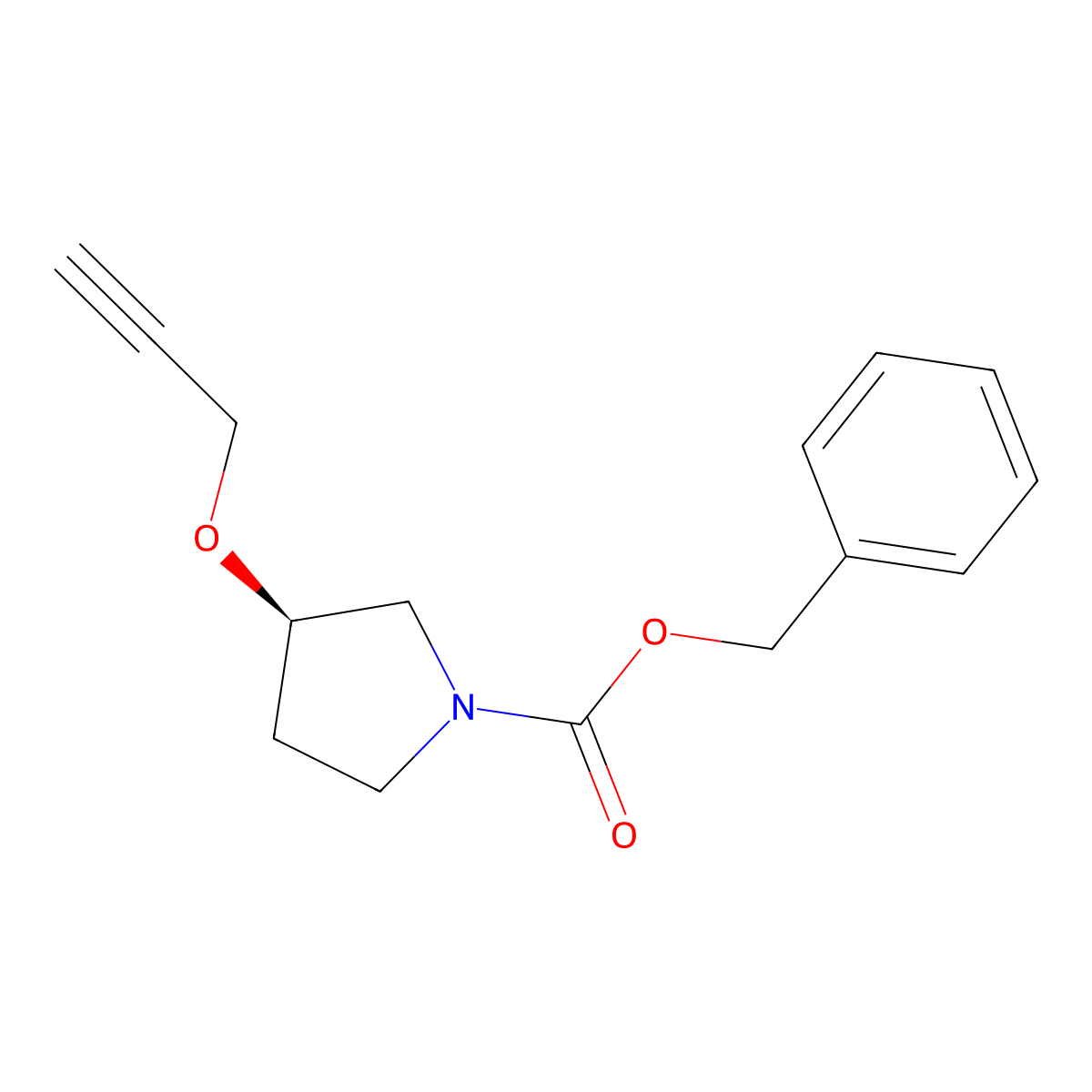 benzyl (3R)-3-(prop-2-yn-1-yloxy)pyrrolidine-1-carboxylate molecular structure, CAS 2679933-21-0