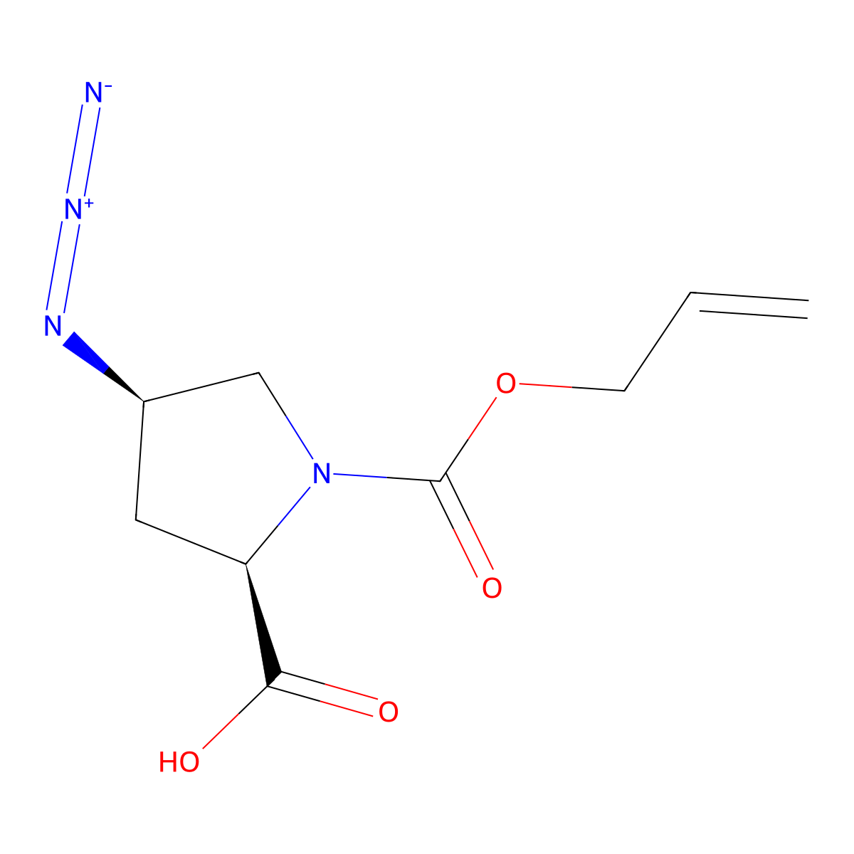 (2R,4R)-4-azido-1-[(prop-2-en-1-yloxy)carbonyl]pyrrolidine-2-carboxylic acid molecular structure, CAS 2679933-22-1