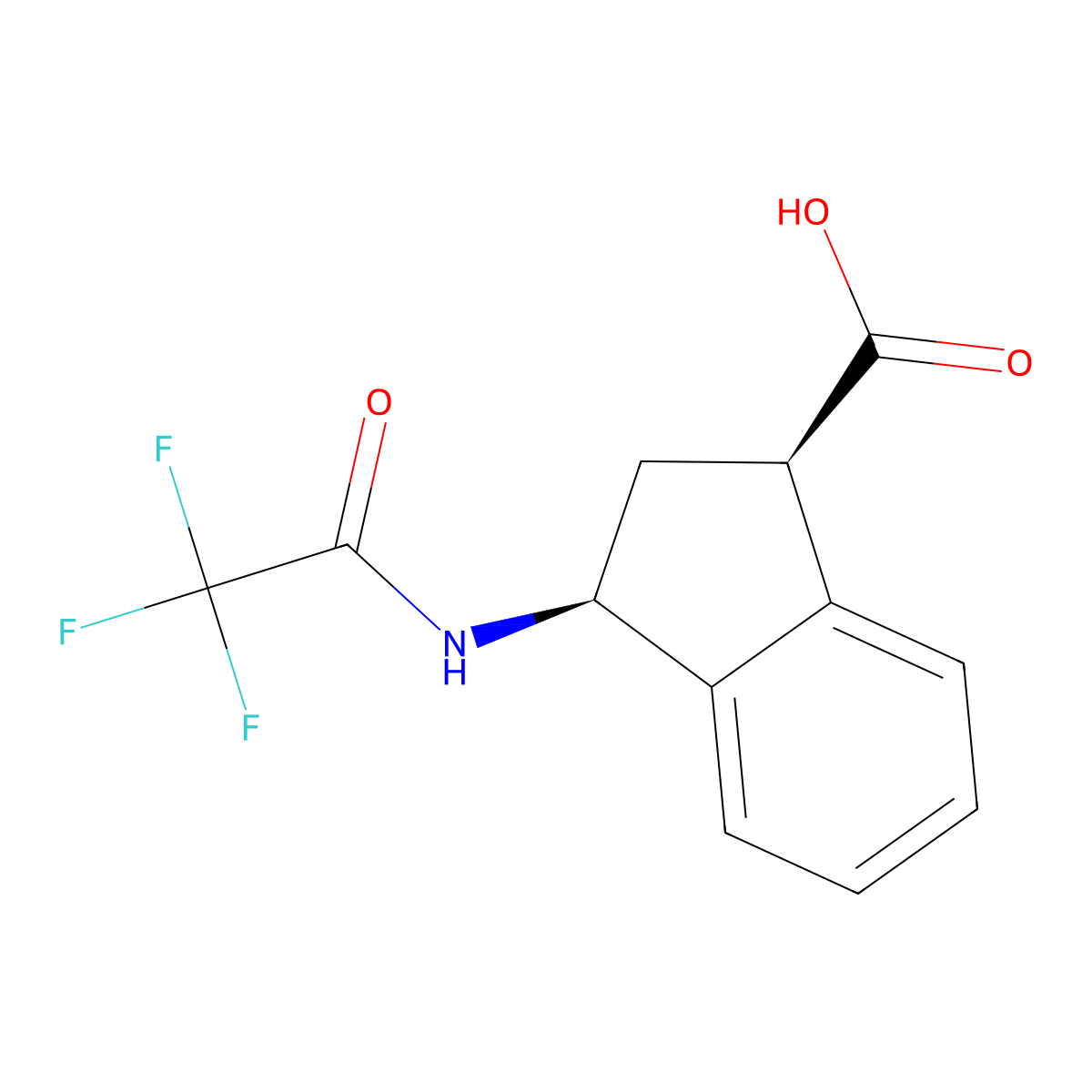rac-(1R,3S)-3-(2,2,2-trifluoroacetamido)-2,3-dihydro-1H-indene-1-carboxylic acid molecular structure, CAS 2679933-29-8