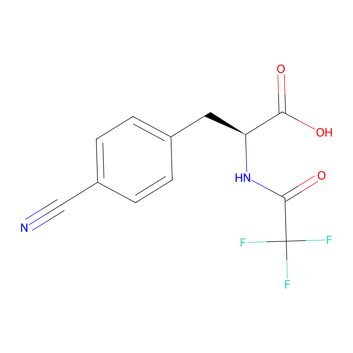 (2S)-3-(4-cyanophenyl)-2-(2,2,2-trifluoroacetamido)propanoic acid molecular structure, CAS 2679933-36-7