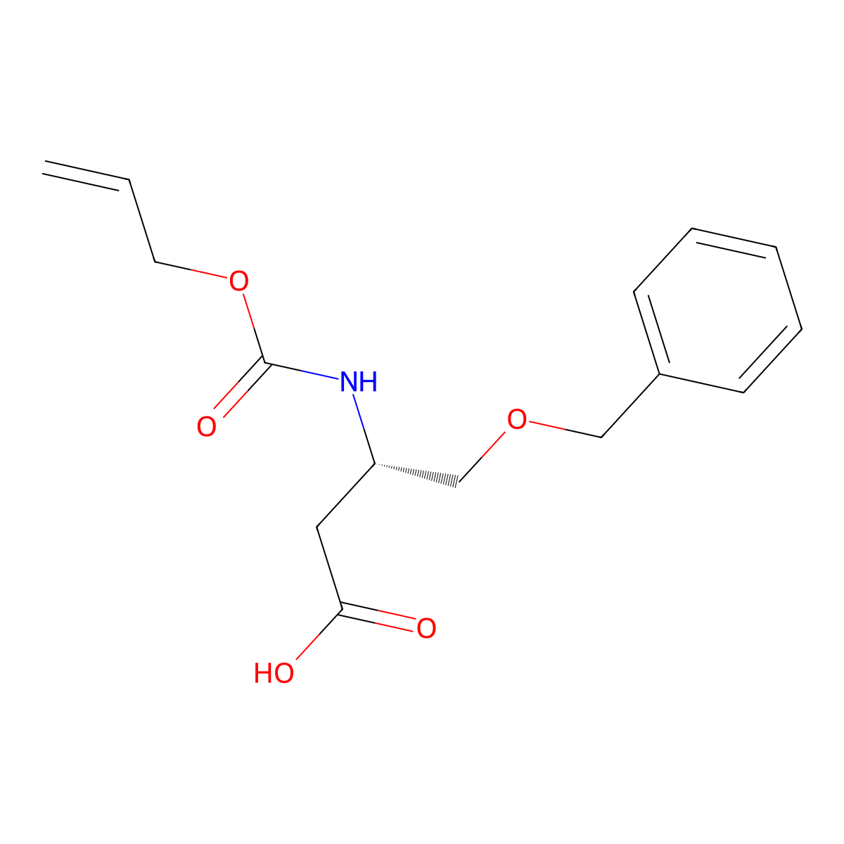 (3S)-4-(benzyloxy)-3-{[(prop-2-en-1-yloxy)carbonyl]amino}butanoic acid molecular structure, CAS 2679933-61-8