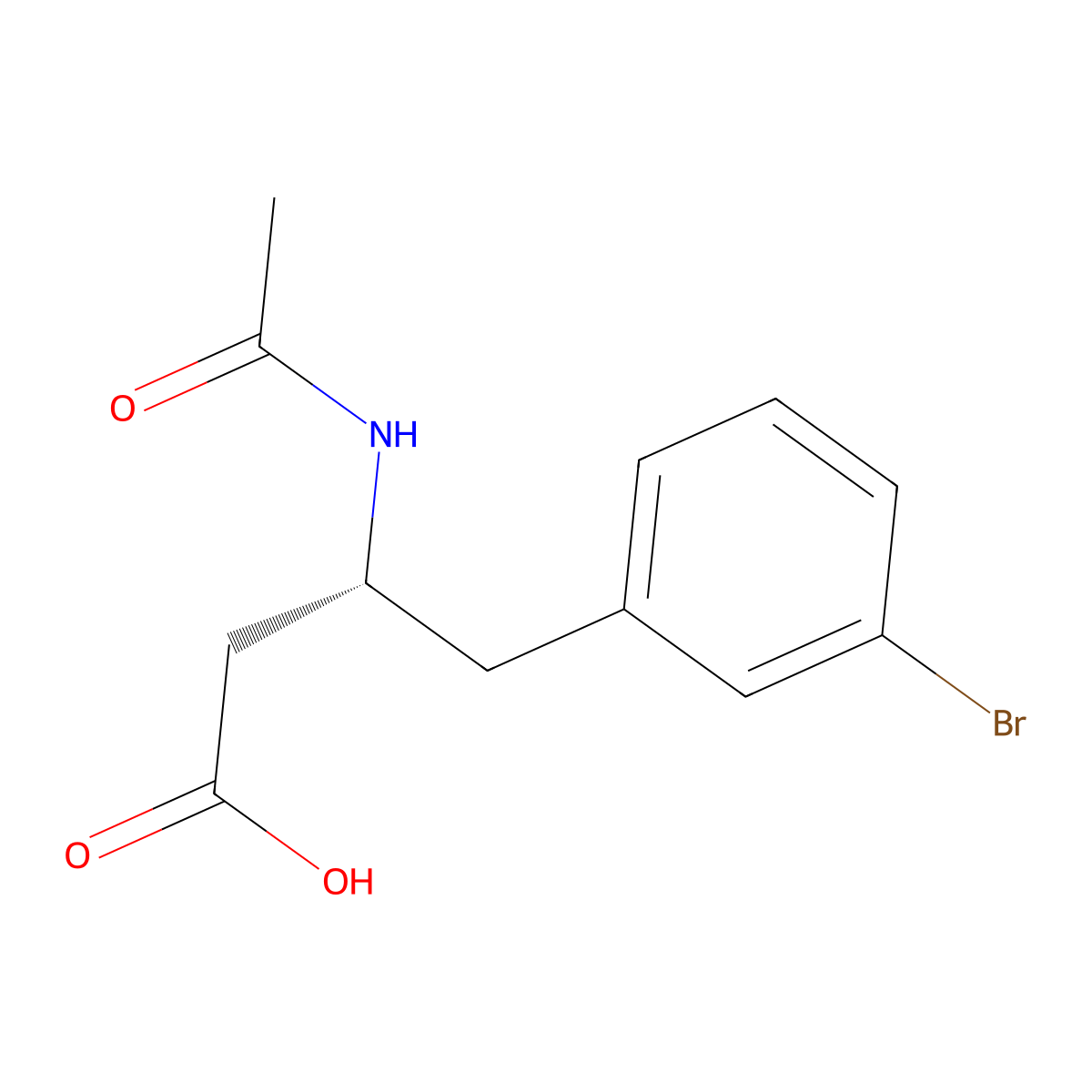 (3R)-4-(3-bromophenyl)-3-acetamidobutanoic acid molecular structure, CAS 2679933-67-4