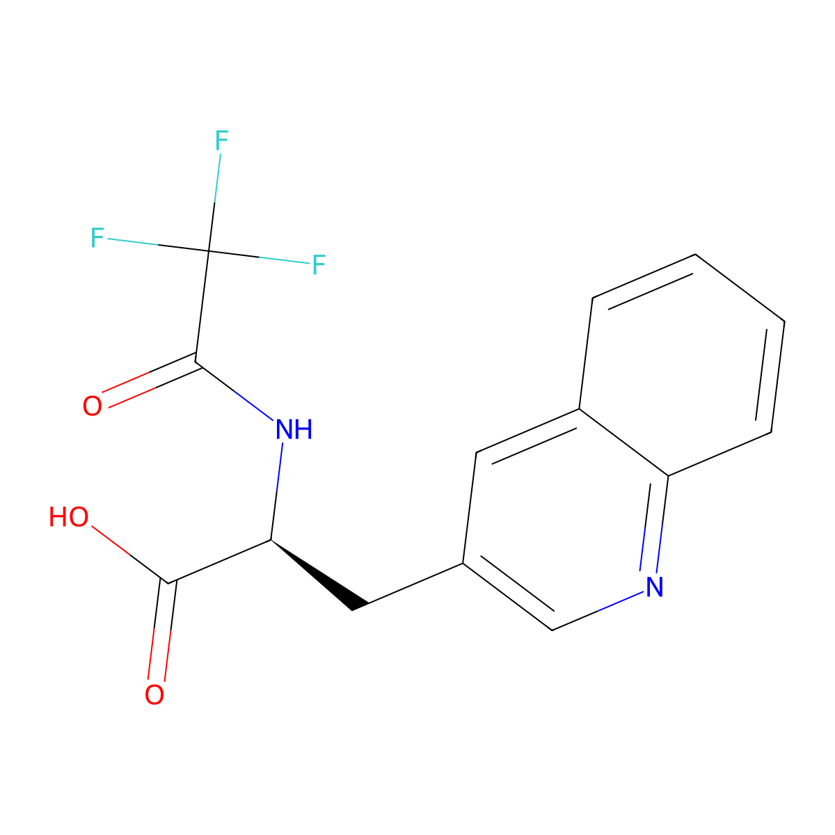(2S)-3-(quinolin-3-yl)-2-(2,2,2-trifluoroacetamido)propanoic acid molecular structure, CAS 2679933-70-9