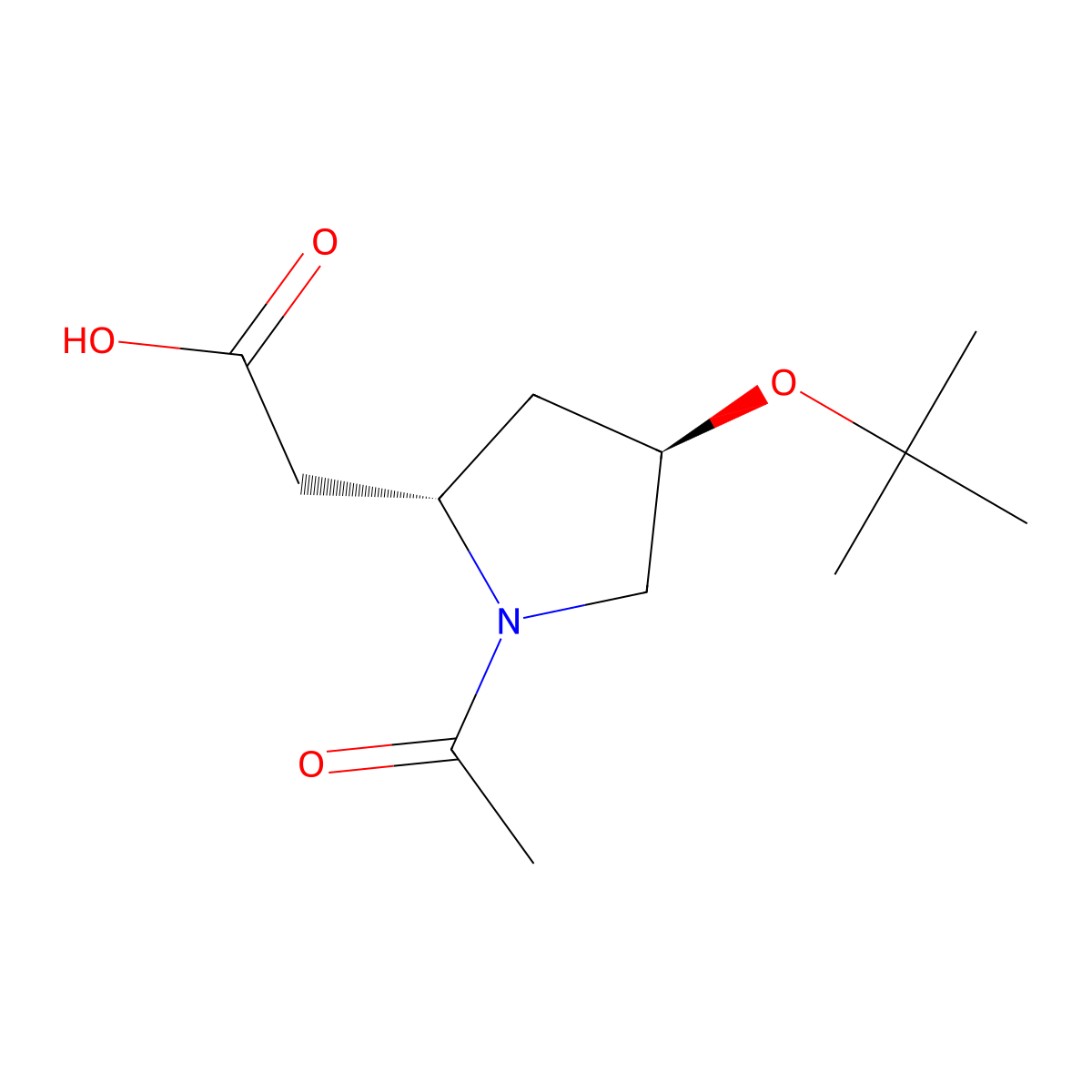 2-[(2S,4R)-1-acetyl-4-(tert-butoxy)pyrrolidin-2-yl]acetic acid molecular structure, CAS 2679933-76-5
