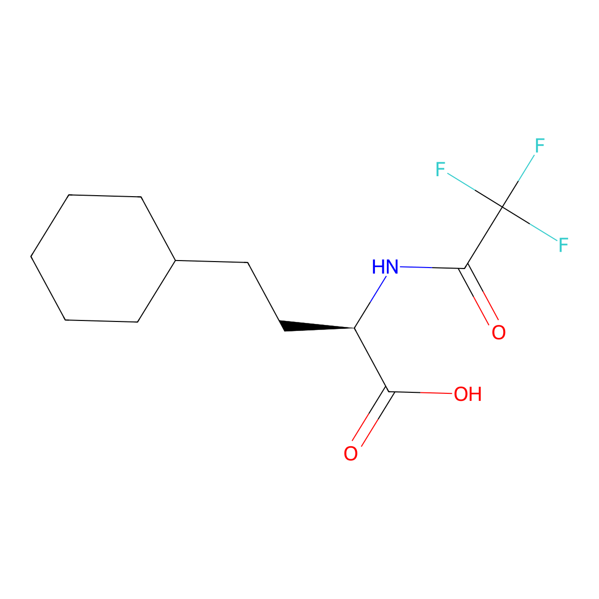 (2R)-4-cyclohexyl-2-(2,2,2-trifluoroacetamido)butanoic acid molecular structure, CAS 2679933-77-6