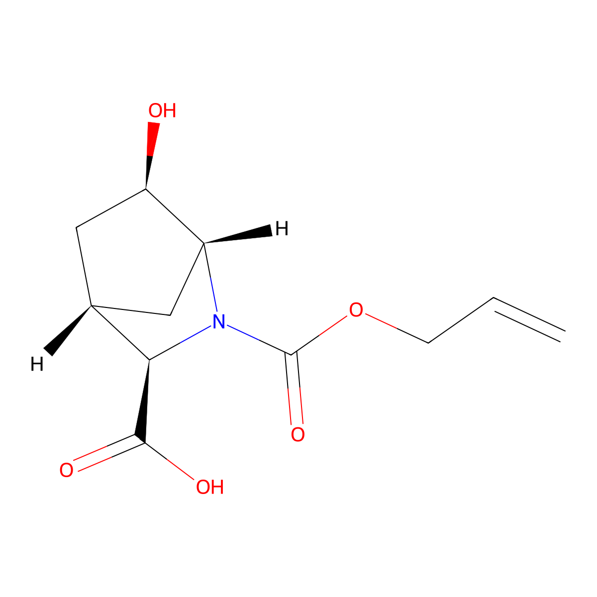 rac-(1R,3R,4S,6R)-6-hydroxy-2-[(prop-2-en-1-yloxy)carbonyl]-2-azabicyclo[2.2.1]heptane-3-carboxylic acid molecular structure, CAS 2679933-83-4