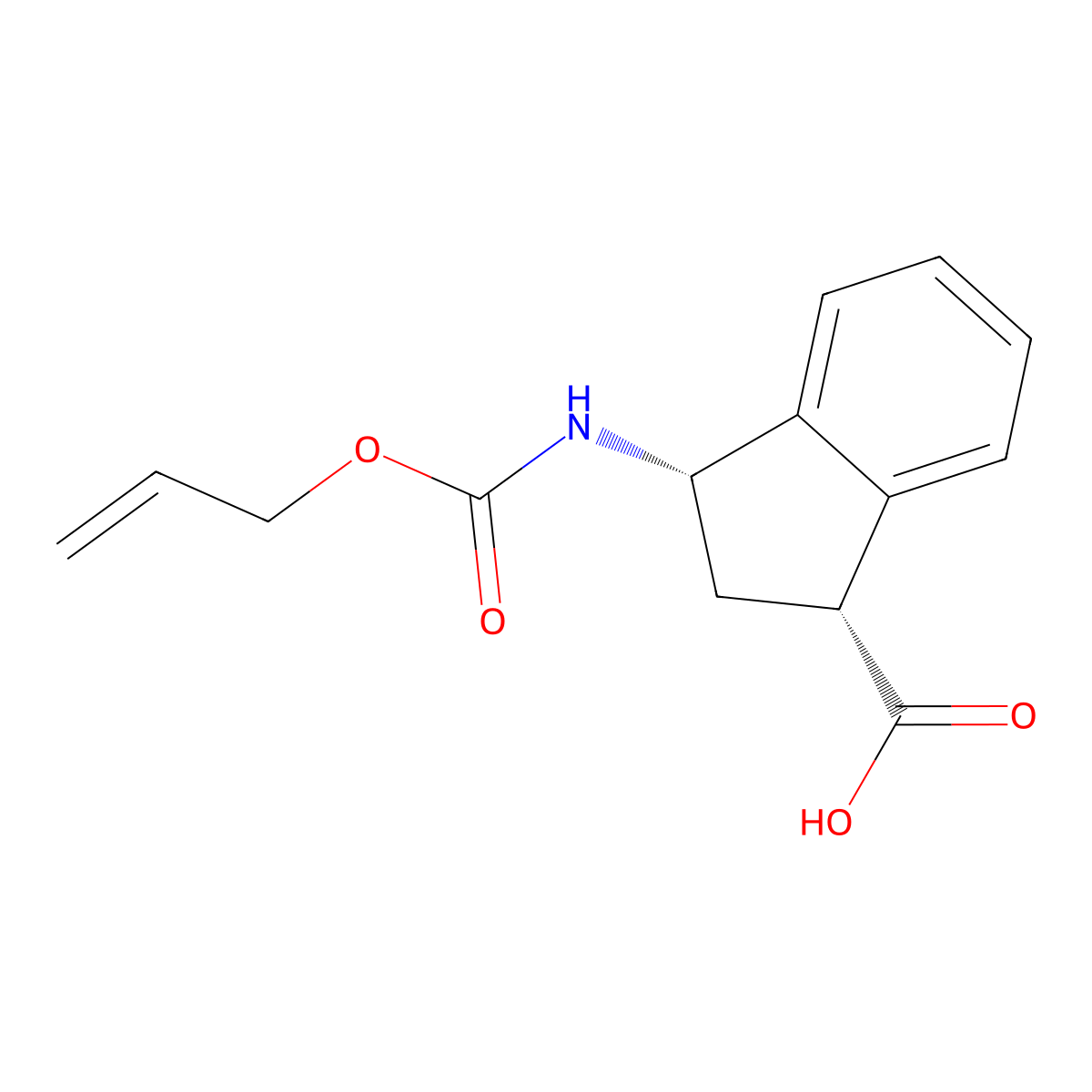 rac-(1R,3S)-3-{[(prop-2-en-1-yloxy)carbonyl]amino}-2,3-dihydro-1H-indene-1-carboxylic acid molecular structure, CAS 2679933-88-9
