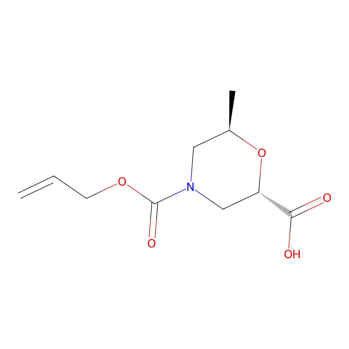 (2S,6R)-6-methyl-4-[(prop-2-en-1-yloxy)carbonyl]morpholine-2-carboxylic acid molecular structure, CAS 2679933-97-0