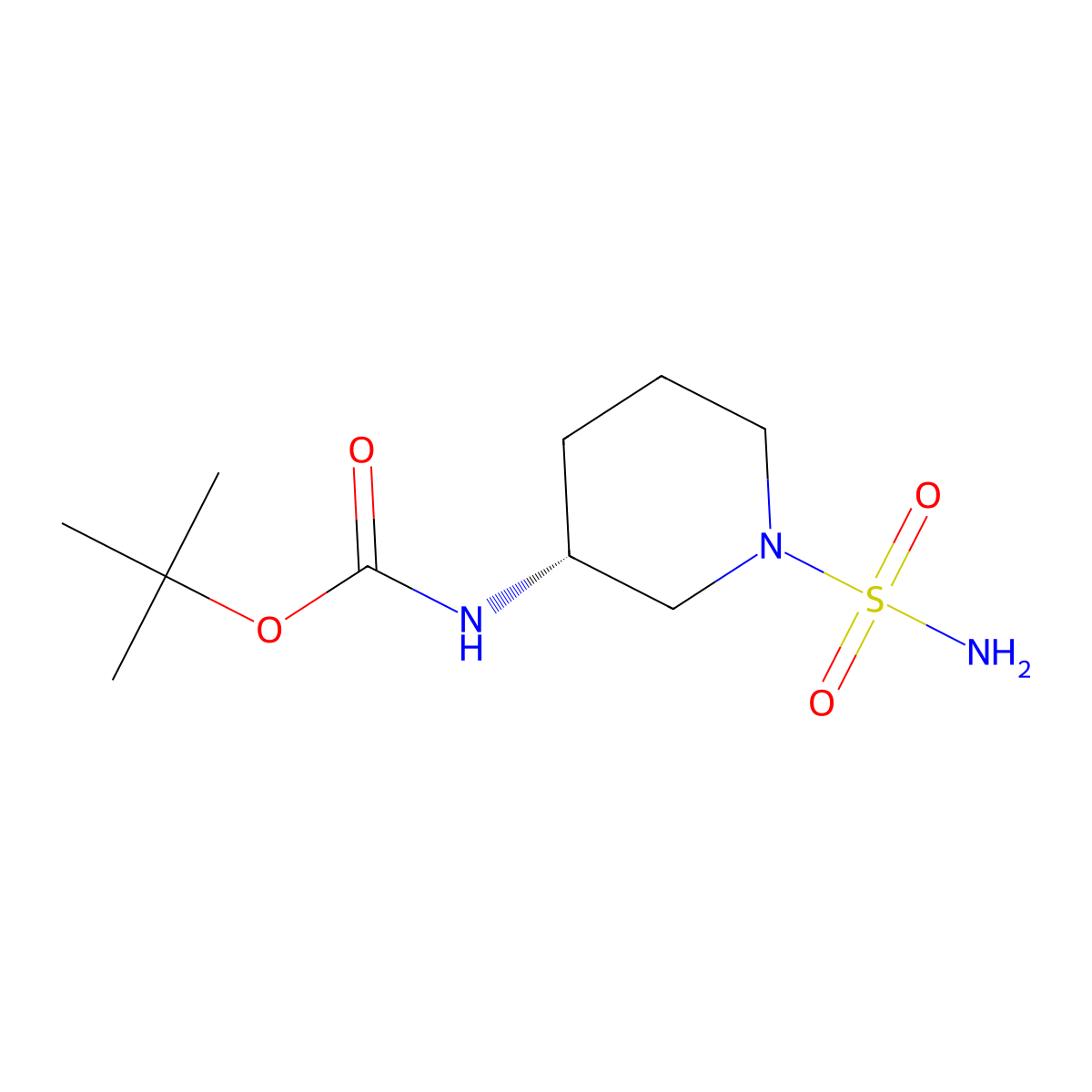 tert-butyl N-[(3R)-1-sulfamoylpiperidin-3-yl]carbamate molecular structure, CAS 2679934-00-8