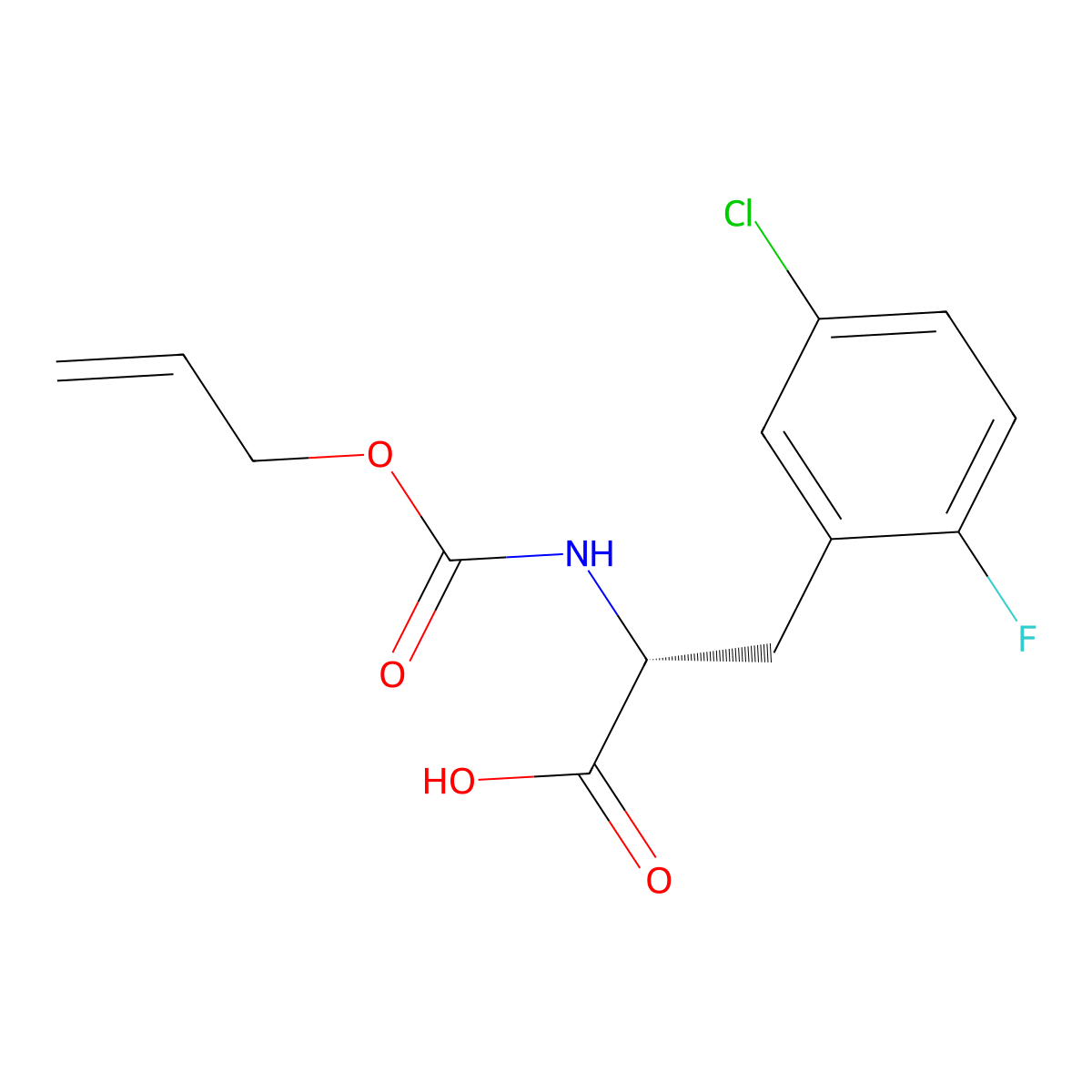 (2R)-3-(5-chloro-2-fluorophenyl)-2-{[(prop-2-en-1-yloxy)carbonyl]amino}propanoic acid molecular structure, CAS 2679934-12-2