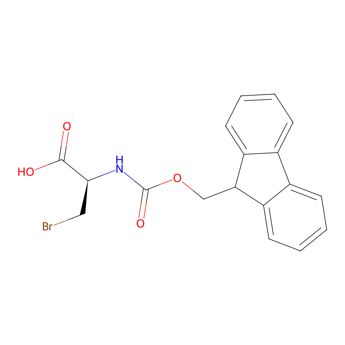 (2R)-3-bromo-2-({[(9H-fluoren-9-yl)methoxy]carbonyl}amino)propanoic acid molecular structure, CAS 2679934-17-7