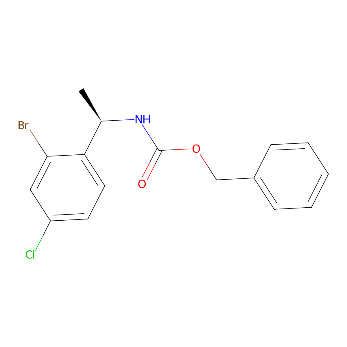 benzyl N-[(1R)-1-(2-bromo-4-chlorophenyl)ethyl]carbamate molecular structure, CAS 2679934-18-8