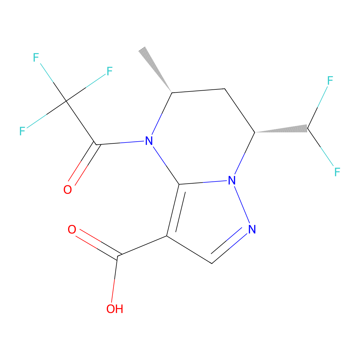 rac-(5R,7R)-7-(difluoromethyl)-5-methyl-4-(2,2,2-trifluoroacetyl)-4H,5H,6H,7H-pyrazolo[1,5-a]pyrimidine-3-carboxylic acid molecular structure, CAS 2679934-19-9