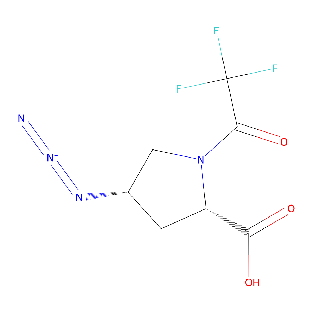(2S,4S)-4-azido-1-(2,2,2-trifluoroacetyl)pyrrolidine-2-carboxylic acid molecular structure, CAS 2679934-23-5