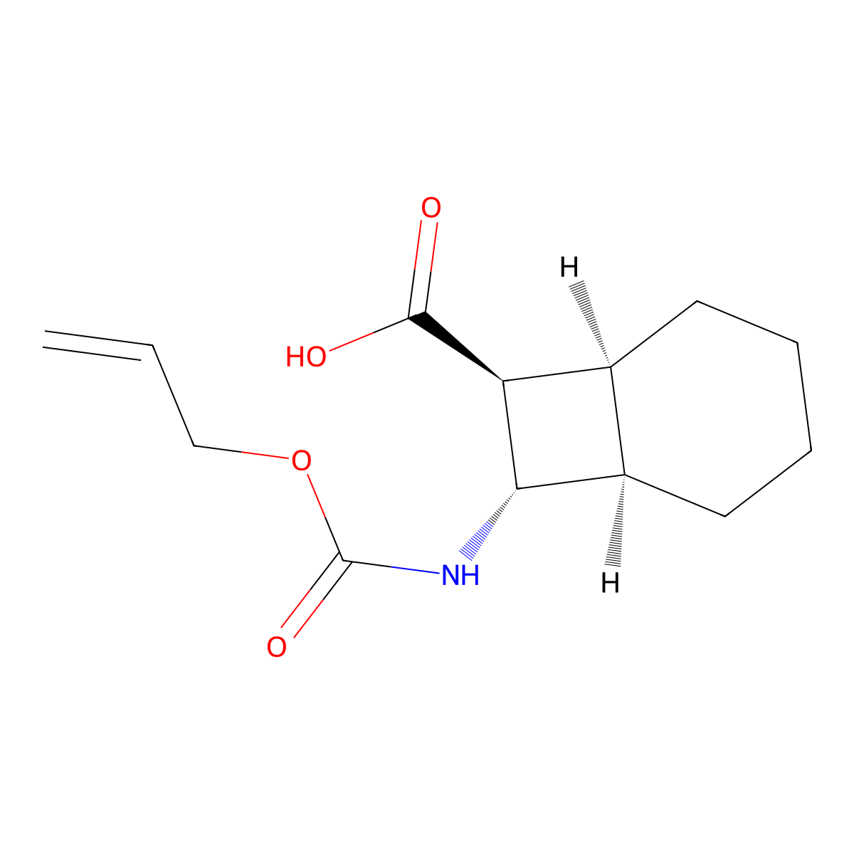 rac-(1R,6S,7S,8S)-8-{[(prop-2-en-1-yloxy)carbonyl]amino}bicyclo[4.2.0]octane-7-carboxylic acid molecular structure, CAS 2679934-28-0