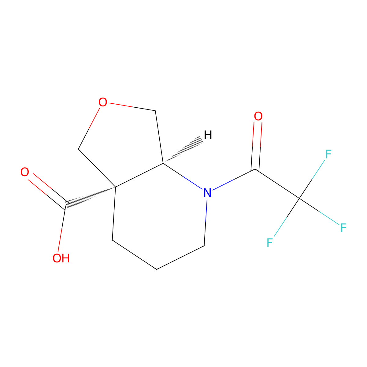 rac-(4aR,7aR)-1-(2,2,2-trifluoroacetyl)-octahydrofuro[3,4-b]pyridine-4a-carboxylic acid molecular structure, CAS 2679934-30-4