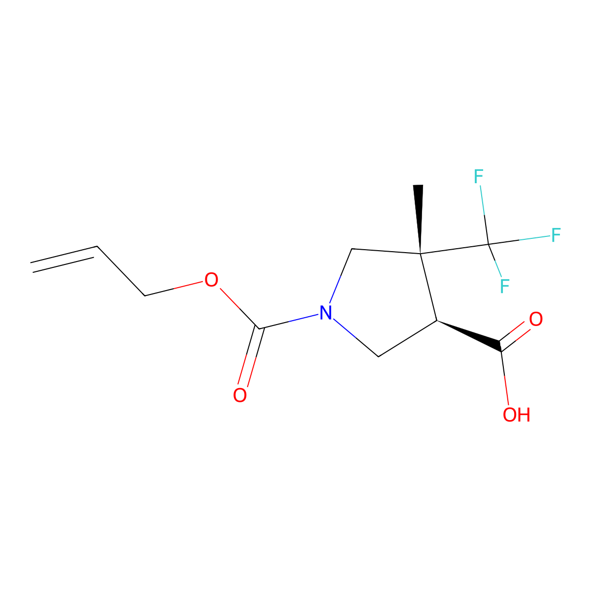 rac-(3R,4R)-4-methyl-1-[(prop-2-en-1-yloxy)carbonyl]-4-(trifluoromethyl)pyrrolidine-3-carboxylic acid molecular structure, CAS 2679934-32-6