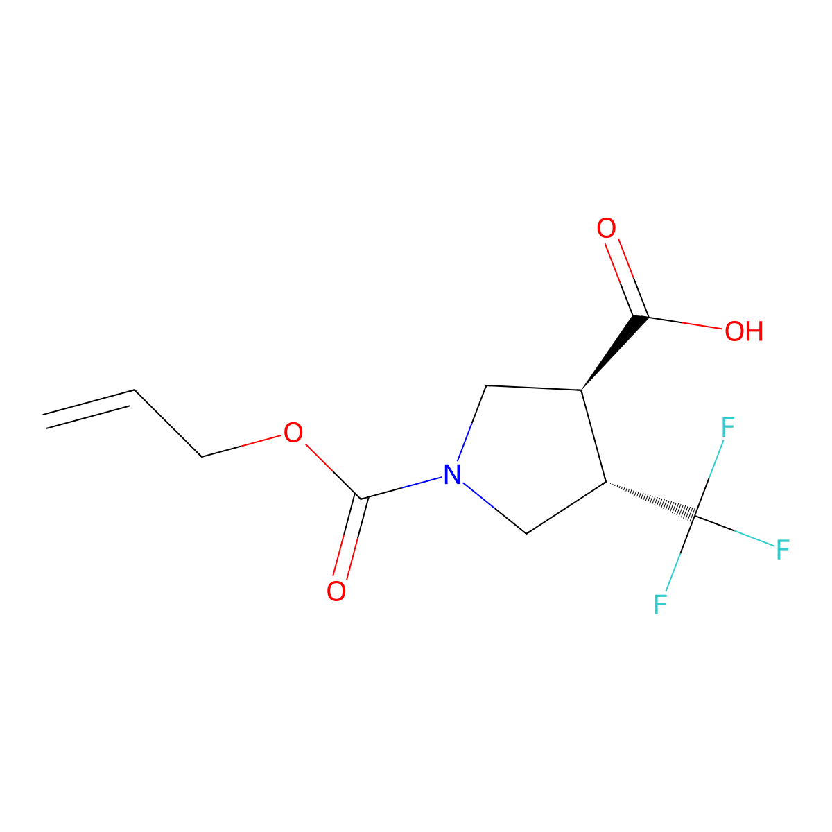 rac-(3R,4R)-1-[(prop-2-en-1-yloxy)carbonyl]-4-(trifluoromethyl)pyrrolidine-3-carboxylic acid molecular structure, CAS 2679934-37-1