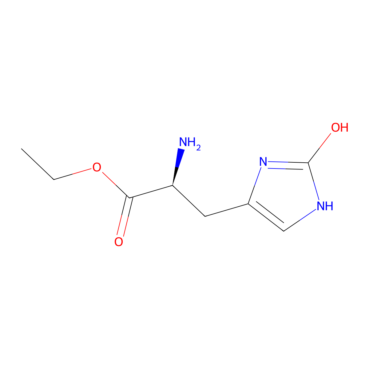 ethyl (2S)-2-amino-3-(2-hydroxy-1H-imidazol-4-yl)propanoate molecular structure, CAS 2679934-39-3
