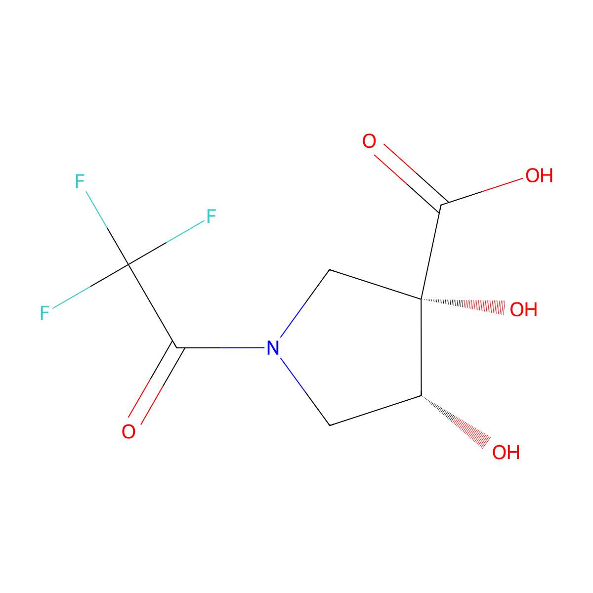 rac-(3R,4S)-3,4-dihydroxy-1-(2,2,2-trifluoroacetyl)pyrrolidine-3-carboxylic acid molecular structure, CAS 2679934-49-5