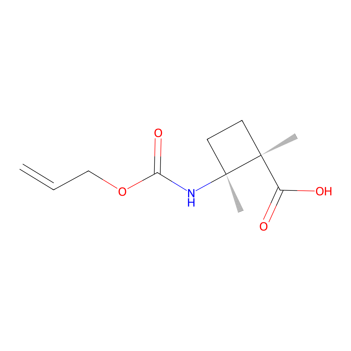 rac-(1R,2S)-1,2-dimethyl-2-{[(prop-2-en-1-yloxy)carbonyl]amino}cyclobutane-1-carboxylic acid molecular structure, CAS 2679934-55-3