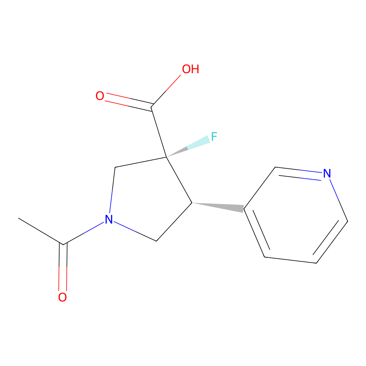 rac-(3R,4R)-1-acetyl-3-fluoro-4-(pyridin-3-yl)pyrrolidine-3-carboxylic acid molecular structure, CAS 2679934-56-4