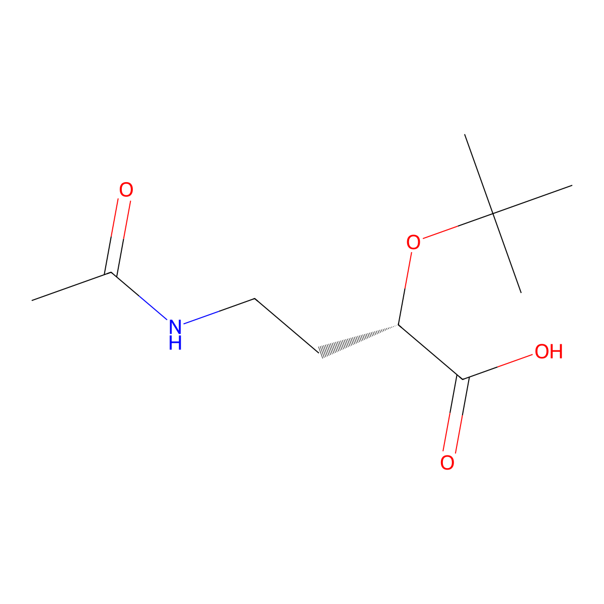 (2S)-2-(tert-butoxy)-4-acetamidobutanoic acid molecular structure, CAS 2679934-64-4