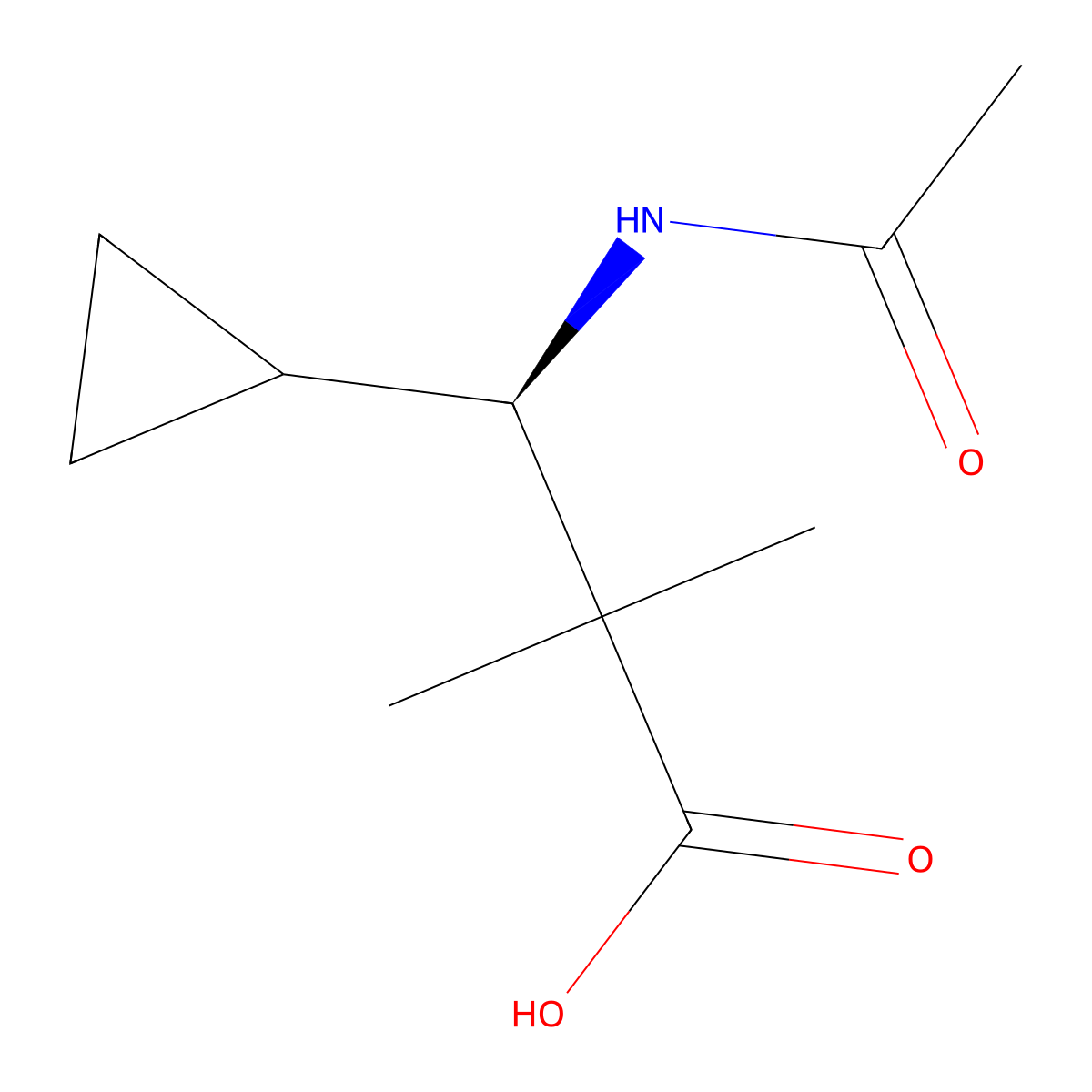 (3R)-3-cyclopropyl-3-acetamido-2,2-dimethylpropanoic acid molecular structure, CAS 2679934-66-6