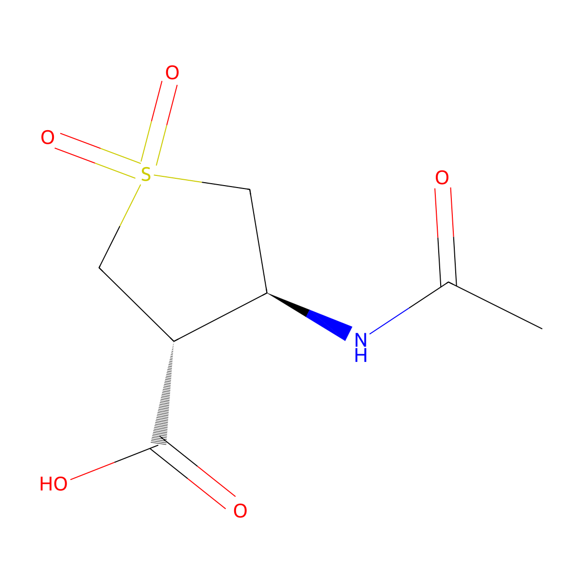 rac-(3R,4S)-4-acetamido-1,1-dioxo-1lambda6-thiolane-3-carboxylic acid molecular structure, CAS 2679934-68-8
