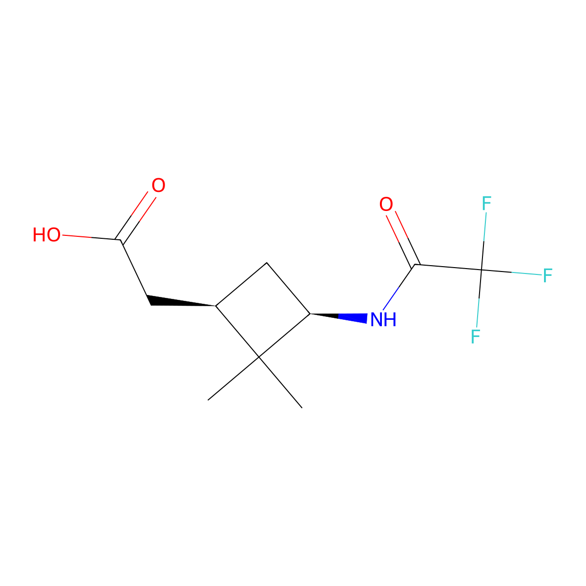 rac-2-[(1R,3R)-2,2-dimethyl-3-(2,2,2-trifluoroacetamido)cyclobutyl]acetic acid molecular structure, CAS 2679934-69-9