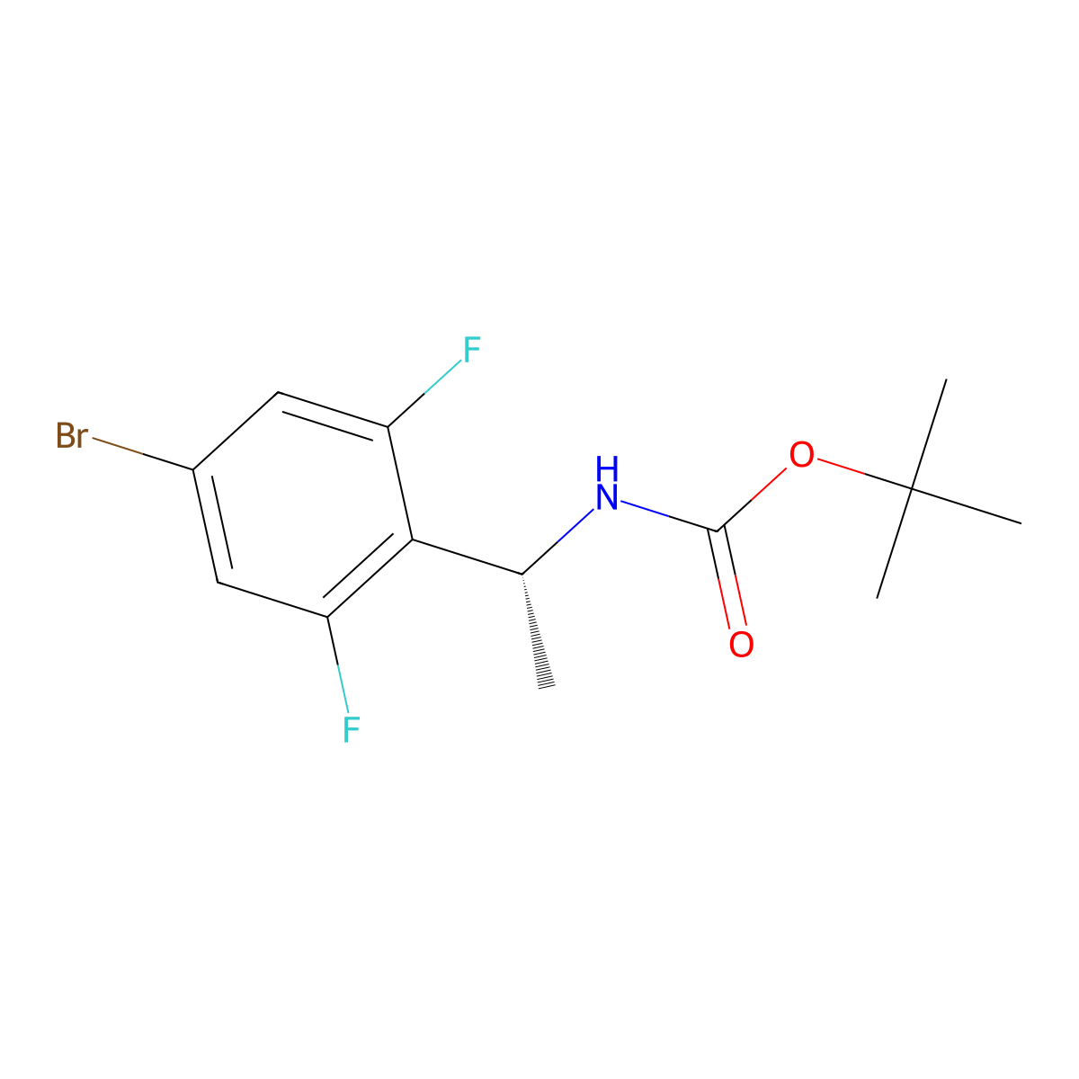 tert-butyl N-[(1R)-1-(4-bromo-2,6-difluorophenyl)ethyl]carbamate molecular structure, CAS 2679934-74-6