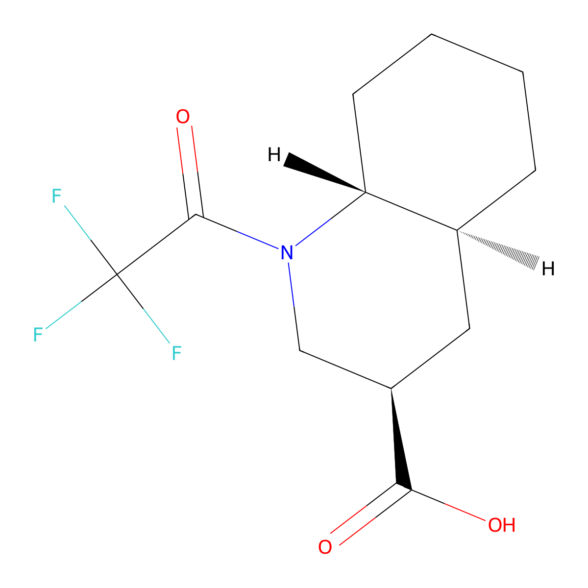 rac-(3R,4aS,8aR)-1-(2,2,2-trifluoroacetyl)-decahydroquinoline-3-carboxylic acid molecular structure, CAS 2679934-75-7